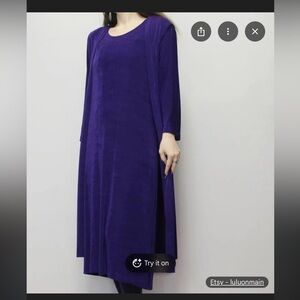 Elegant Purple long sleeve Dress with coat